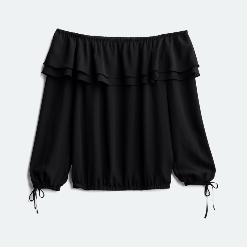 Michael Kors Black Ruffle Peasant Blouse, size M